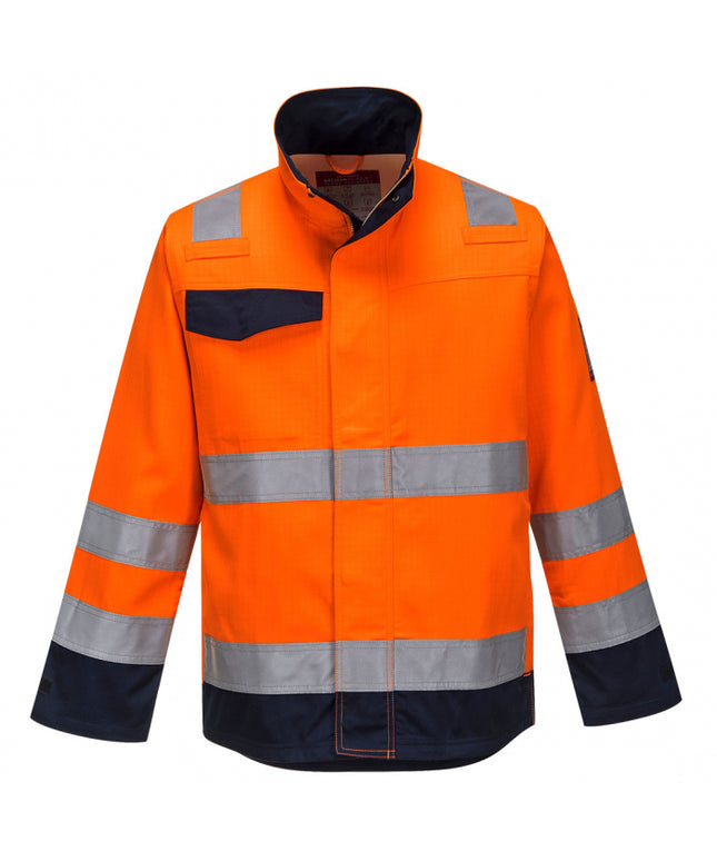 Jacheta ignifuga reflectorizanta Portwest MV35 MODAFLAME RIS, 61% modacrilic, 18% viscoza, 15% poliester, 5% aramid, 1% fibra carbon, 300 gr/mp