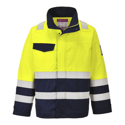 Jacheta ignifugata reflectorizanta Portwest MV25 MODAFLAME, 60% modacrilic, 39% bumbac, 1% fibra carbon, 280 gr/mp