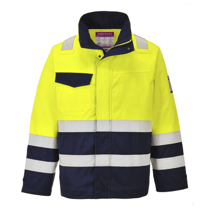 Jacheta ignifugata reflectorizanta Portwest MV25 MODAFLAME, 60% modacrilic, 39% bumbac, 1% fibra carbon, 280 gr/mp