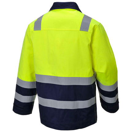 Jacheta ignifugata reflectorizanta Portwest MV25 MODAFLAME, 60% modacrilic, 39% bumbac, 1% fibra carbon, 280 gr/mp