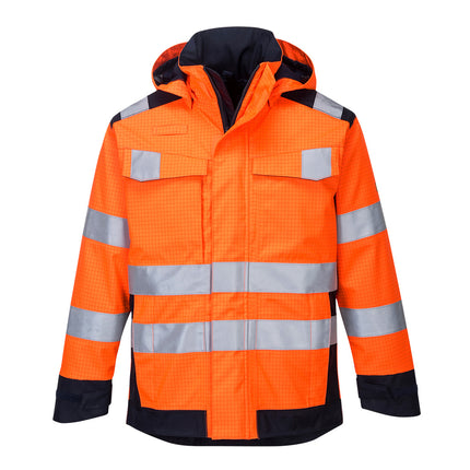 Jacheta reflectorizanta Portwest MODFLAME RAIN MULTI-NORM ARC MV70, protectie multipla, 98% poliester, 2% fibra de carbon, 350g
