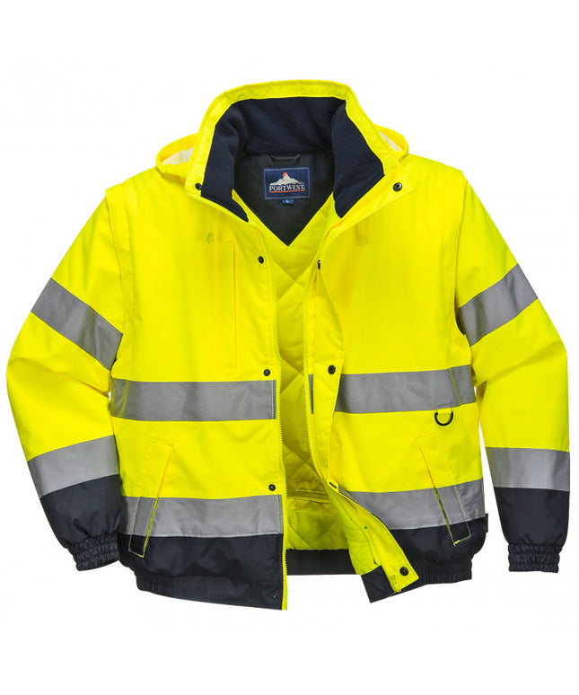 Jacheta reflectorizanta cu maneci detasabile Portwest BOMBER Hi-Vis C468, 100% poliester, 190 gr/mp