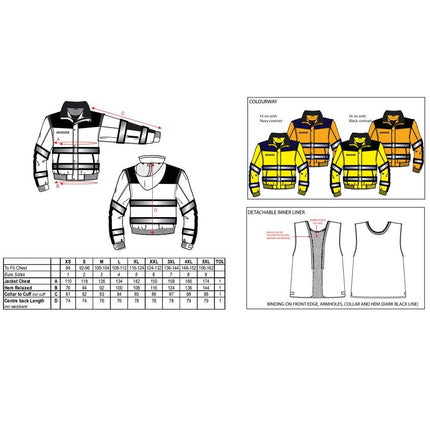 Jacheta reflectorizanta Portwest BOMBER HI-VIS CLASSIC C466, 100% poliester, 190 gr/mp