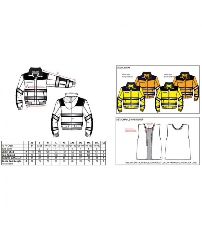 Jacheta reflectorizanta Portwest BOMBER HI-VIS CLASSIC C466, 100% poliester, 190 gr/mp
