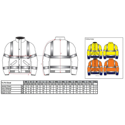 Jacheta reflectorizanta Portwest BOMBER HIVIS TWO-TONE S266, 100% poliester, 190 gr/mp
