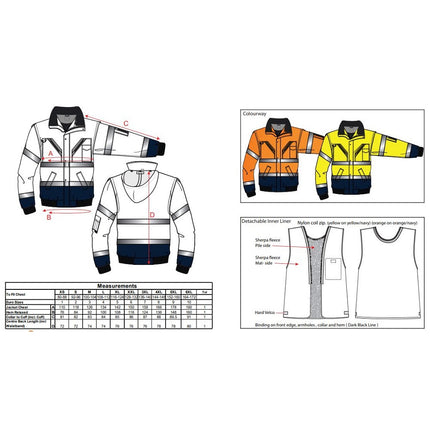 Jacheta reflectorizanta Portwest CONTRAST BOMBER C465, 100% poliester, 190 gr/mp