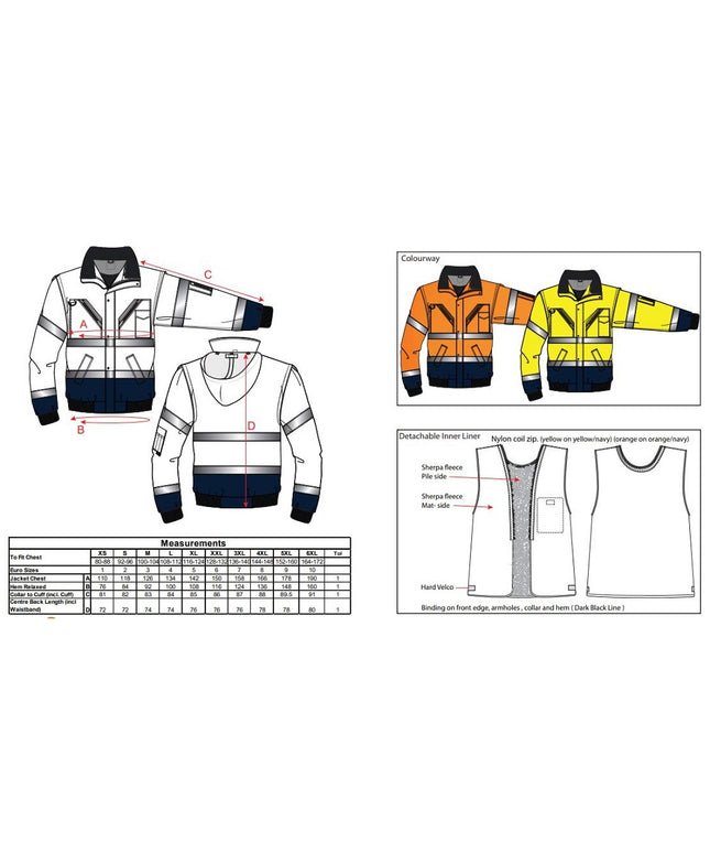 Jacheta reflectorizanta Portwest CONTRAST BOMBER C465, 100% poliester, 190 gr/mp