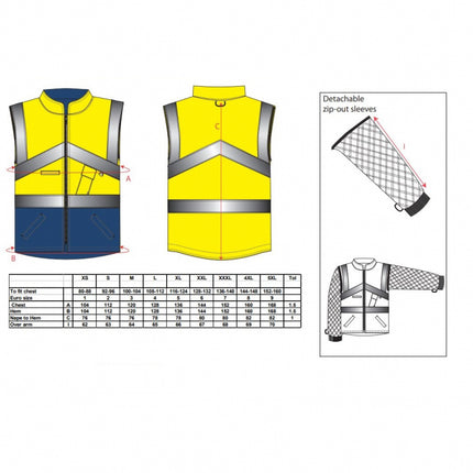 Jacheta reflectorizanta Portwest HIVIS TWO TONE S769, reversibila, 100% poliester, 190 gr/mp