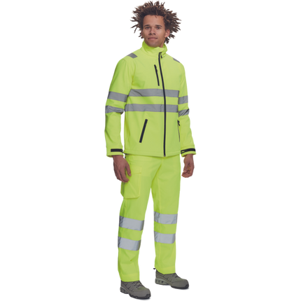 Jacheta softshell cu benzi reflectorizante Cerva MURCIA HV, 94% poliester, 6% elastan, 300 gr/mp