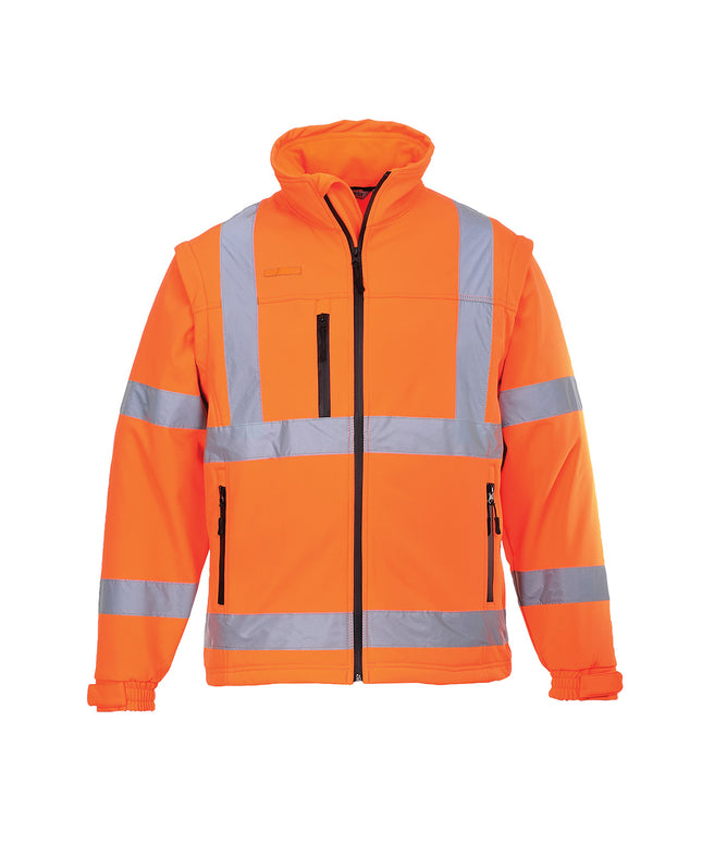 Jacheta softshell reflectorizanta cu maneci detasabile Portwest S428, 92% poliester, 8% elastan, 310 gr/mp