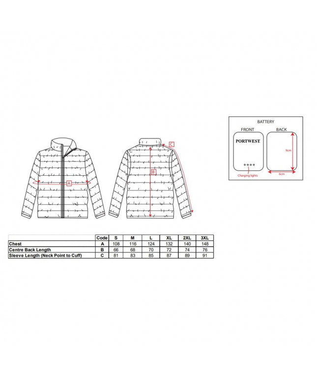 Scurta de iarna vatuita Portwest ULTRASONIC HEATED TUNNEL S547, 100% poliester, 260g
