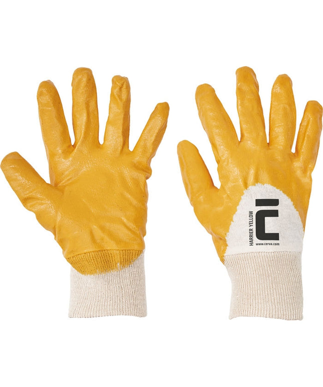 Manusi de protectie Cerva HARRIER YELLOW, impregnate in nitril