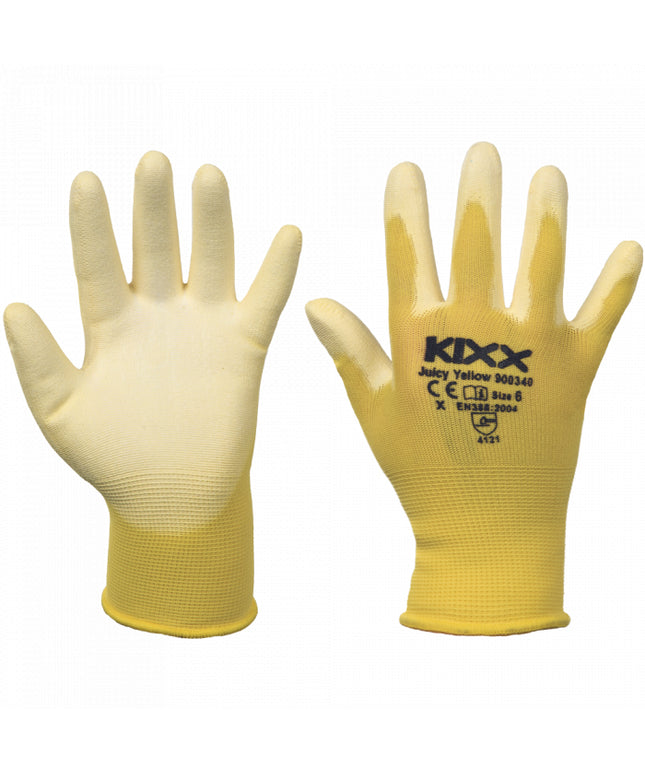 Manusi de protectie Kixx JUICY YELLOW, impregnate in poliuretan