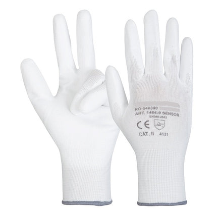 Manusi de protectie Renania SENSOR WHITE, impregnate in poliuretan