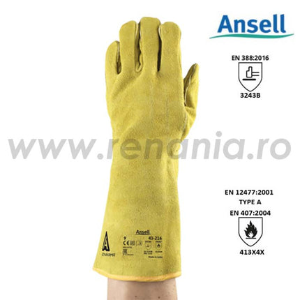 Manusi de protectie sudura Ansell ACTVARMR 43-216, piele spalt bovina, ata kevlar