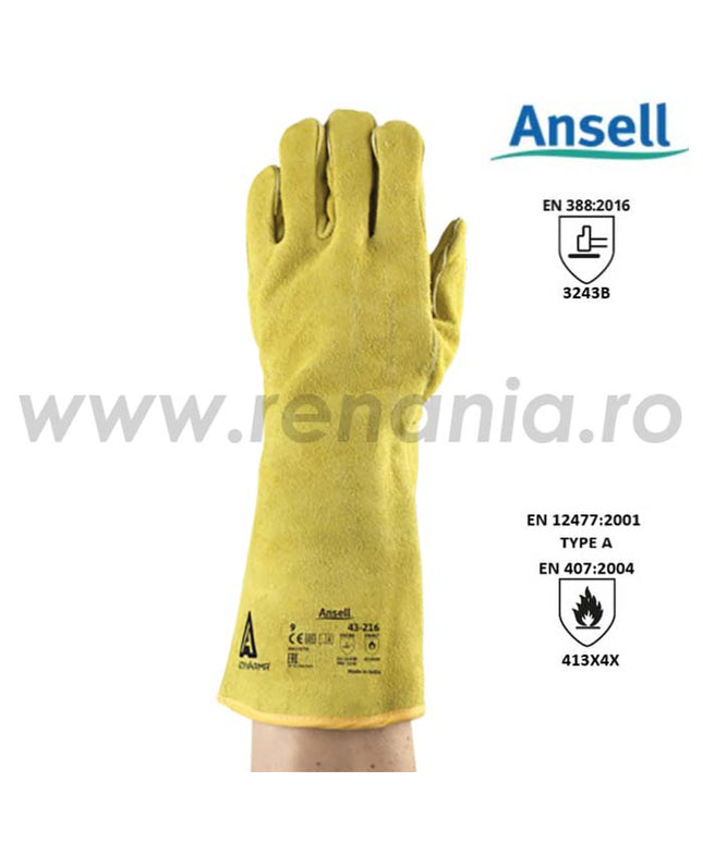 Manusi de protectie sudura Ansell ACTVARMR 43-216, piele spalt bovina, ata kevlar