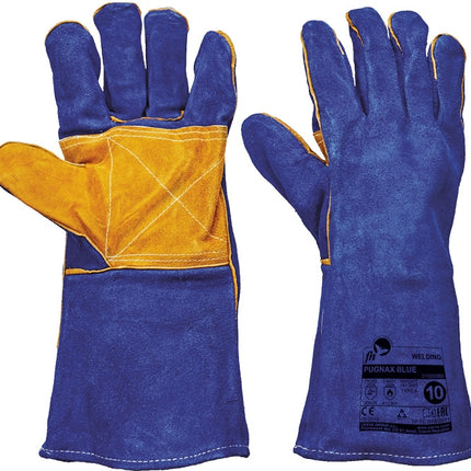 Manusi de protectie sudura PUGNAX BLUE, piele bovina, 35 cm, ata kevlar
