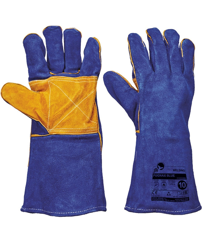 Manusi de protectie sudura PUGNAX BLUE, piele bovina, 35 cm, ata kevlar