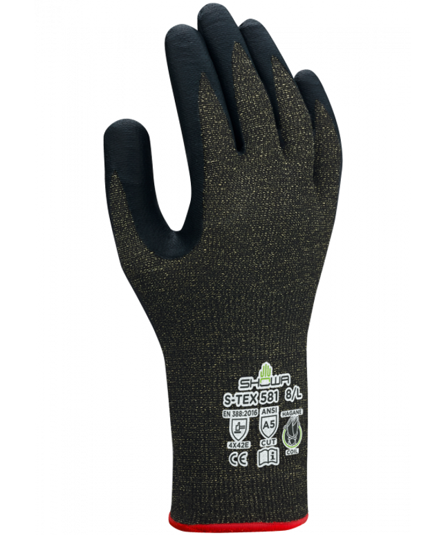 Manusi de protectie taiere Showa S-TEX-581, imprgenate in spuma de nitril