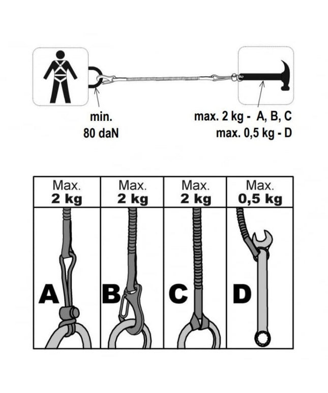 Mijloc de legatura elastic Vertiqual TOOL SAFETY LANYARD, pentru asigurarea sculelor