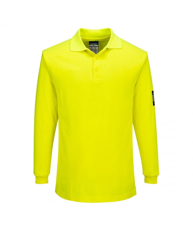 Tricou polo cu maneca lunga Portwest FR805 Modaflame KNIT FR, 60% modacrilic, 39% bumbac, 1% fibra de carbon, 210 gr/mp