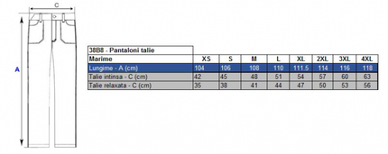 Pantalon de lucru in talie Renania BEN, 100% bumbac, 260gr/mp