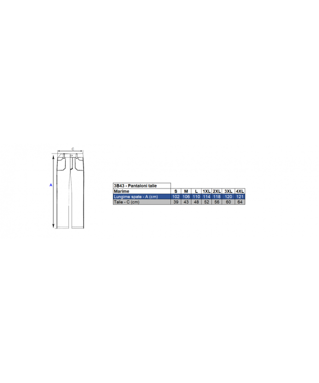 Pantalon de lucru in talie Renania NEW WILLIAM, 97% bumbac, 245gr/mp, 3% spandex