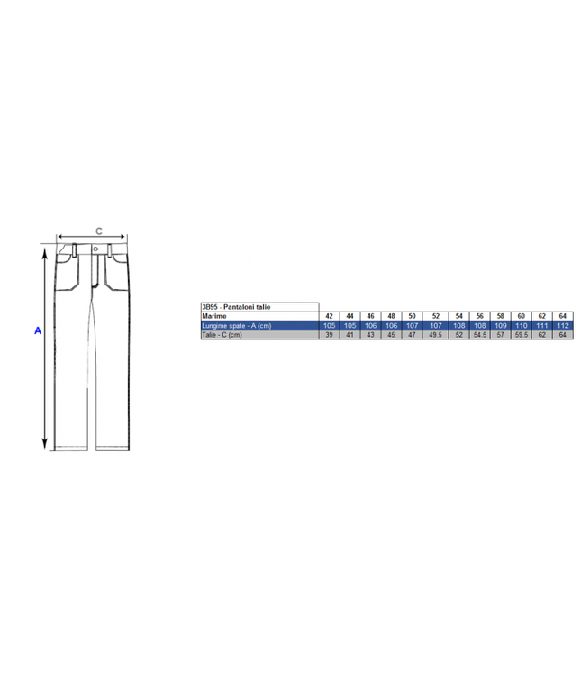 Pantalon de lucru in talie Renania RICHARD, tercot 65/35, 280gr/mp