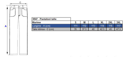 Pantalon de lucru in talie Renania SOLOMON, 100% bumbac, 245gr/mp