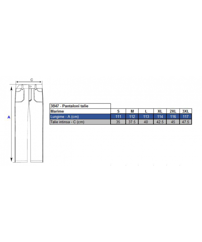 Pantalon de lucru in talie Renania SOLOMON, 100% bumbac, 245gr/mp