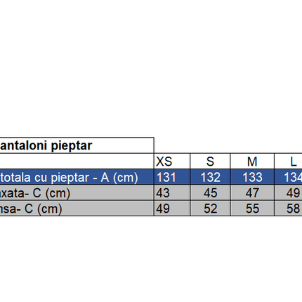 Pantalon salopeta cu pieptar Renania LOVE VANTAGGIO, 100% bumbac, 250gr/mp