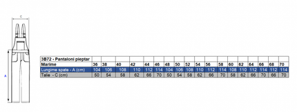 Pantalon salopeta cu pieptar Renania TED, 100% bumbac, 270gr/mp