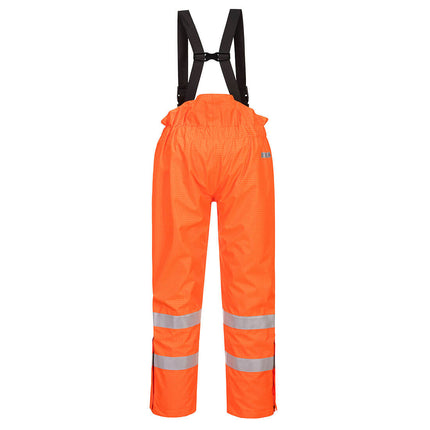 Pantaloni salopeta cu pieptar vatuiti reflectorizanti Portwest BIZFLAME RAIN HIVIS S781, ignifugi, antistatici, 98% poliester, 2% fibra de carbon, 250g