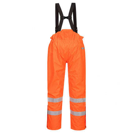 Pantaloni salopeta cu pieptar vatuiti reflectorizanti Portwest BIZFLAME RAIN HIVIS S781, ignifugi, antistatici, 98% poliester, 2% fibra de carbon, 250g