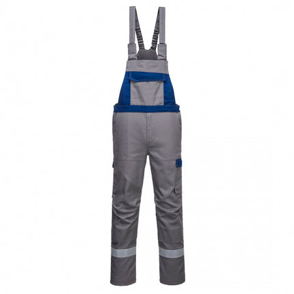 Pantaloni salopeta cu pieptar ignifugi Portwest BIZFLAME ULTRA FR07,bicolori, 80% bumbac, 19% poliester, 1% fibra de carbon 340g