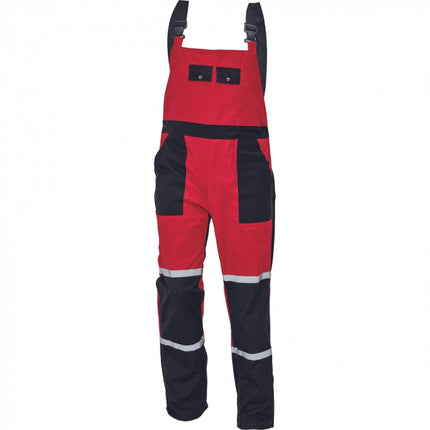 Pantaloni cu pieptar cu benzi reflectorizante Cerva TAYRA, 65% poliester, 35% bumbac, 240 gr/mp