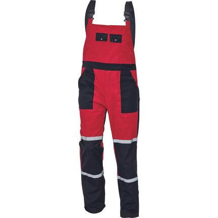 Pantaloni cu pieptar cu benzi reflectorizante Cerva TAYRA, 65% poliester, 35% bumbac, 240 gr/mp