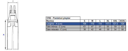 Pantaloni cu pieptar cu benzi reflectorizante Renania Warning RADAR, 100% bumbac, 260gr/mp
