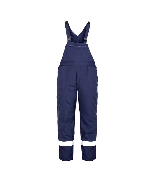 Pantaloni cu pieptar de iarna cu benzi reflectorizante Renania PILZEN, tercot 65/35