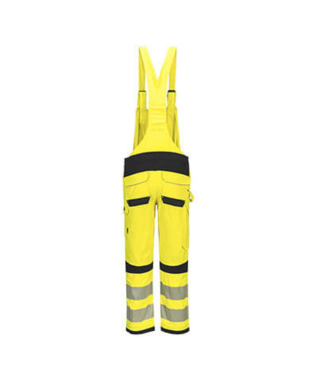 Pantaloni cu pieptar ignifugi cu benzi reflectorizante Portwest WORK Multi-Norm FR Bib and Brace, 60% modacrilic, 39% bumbac, 1% fibra carbon, 280 gr/mp