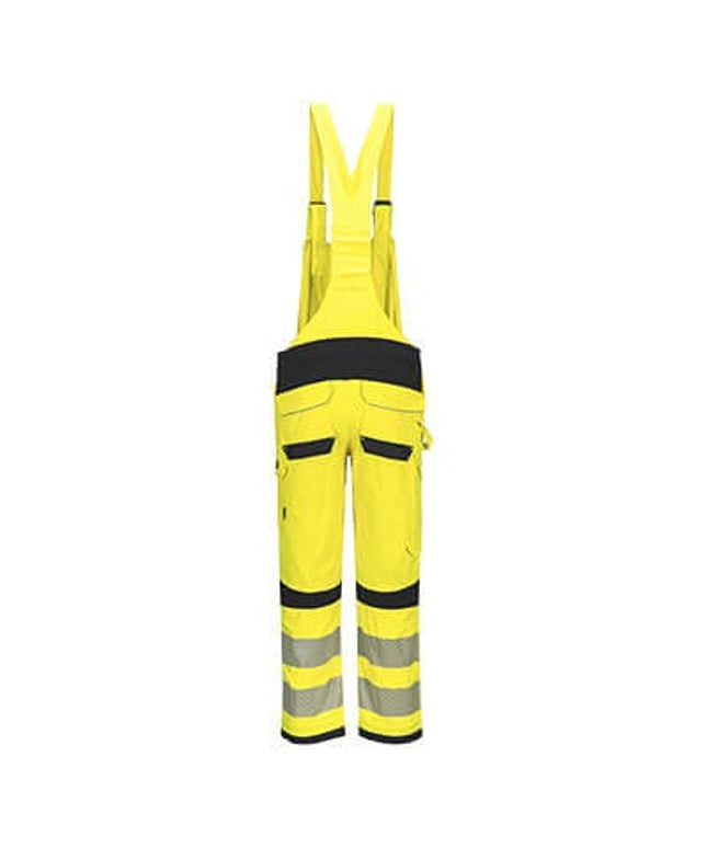 Pantaloni cu pieptar ignifugi cu benzi reflectorizante Portwest WORK Multi-Norm FR Bib and Brace, 60% modacrilic, 39% bumbac, 1% fibra carbon, 280 gr/mp