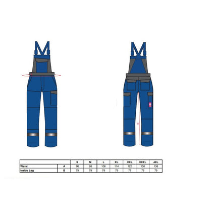 Pantaloni salopeta cu pieptar ignifugi Portwest BIZFLAME ULTRA FR07,bicolori, 80% bumbac, 19% poliester, 1% fibra de carbon 340g