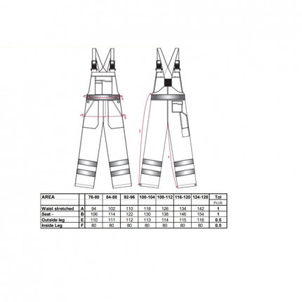 Pantaloni salopeta cu pieptar reflectorizanti HIVIS S388, necaptusiti, 100% poliester, 190 gr/mp