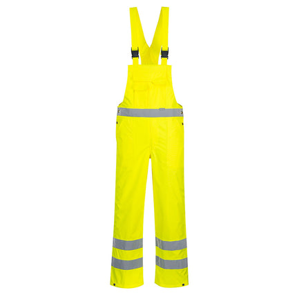 Pantaloni salopeta cu pieptar reflectorizanti HIVIS S388, necaptusiti, 100% poliester, 190 gr/mp
