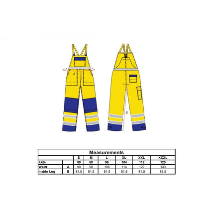 Pantaloni salopeta cu pieptar reflectorizanti ignifugi Portwest MULTI-NORM FR63, 99% bumbac, 1% fibra de carbon, 345g