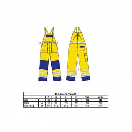 Pantaloni salopeta cu pieptar reflectorizanti ignifugi Portwest MULTI-NORM FR63, 99% bumbac, 1% fibra de carbon, 345g