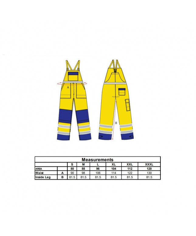 Pantaloni salopeta cu pieptar reflectorizanti ignifugi Portwest MULTI-NORM FR63, 99% bumbac, 1% fibra de carbon, 345g