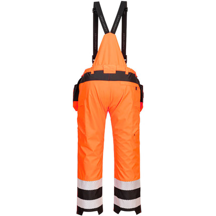 Pantaloni cu pieptar reflectorizanti impermeabili Portwest PW356, 100% poliester, 300D Oxford, 190 gr/mp