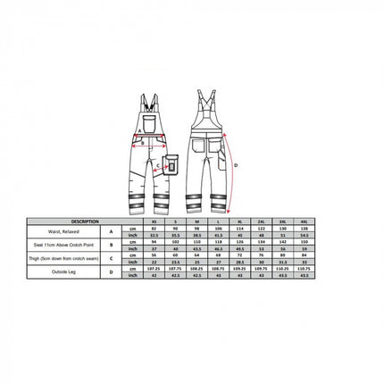 Pantaloni salopeta cu pieptar reflectorizanti Portwest PW2 PW244, 65% poliester, 35% bumbac, 245 gr/mp