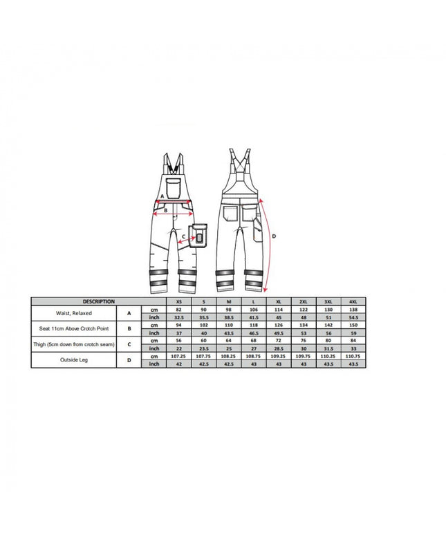 Pantaloni salopeta cu pieptar reflectorizanti Portwest PW2 PW244, 65% poliester, 35% bumbac, 245 gr/mp